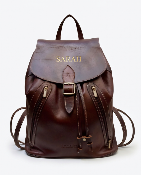 Personalized Leather Backpack — Handmade in Fes