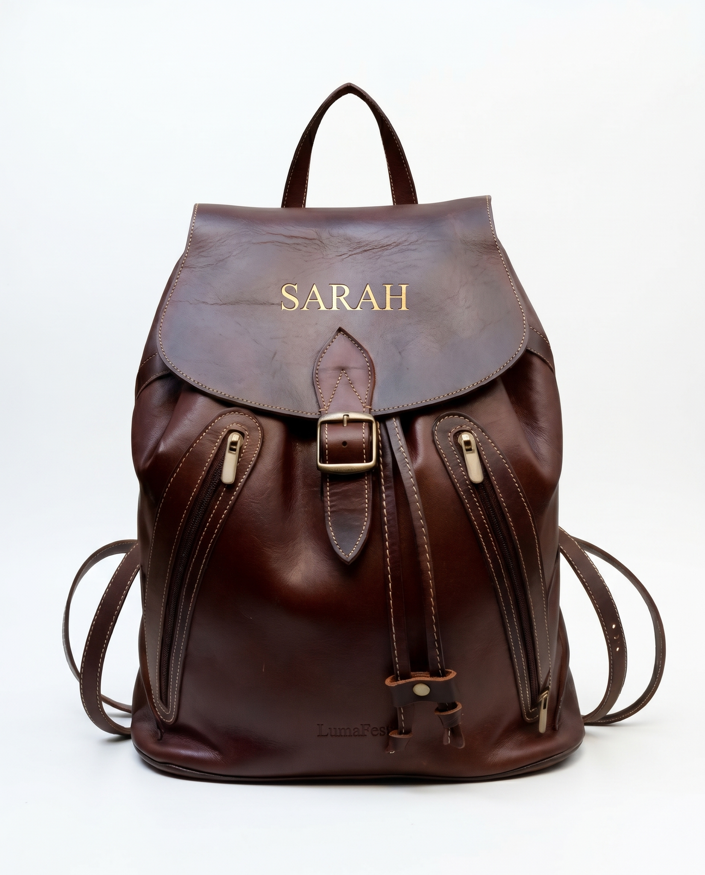 Personalized Leather Backpack — Handmade in Fes