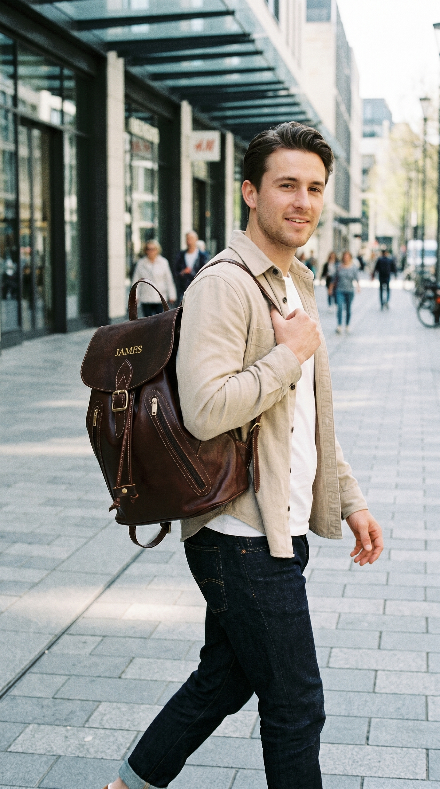 Personalized Leather Backpack — Handmade in Fes